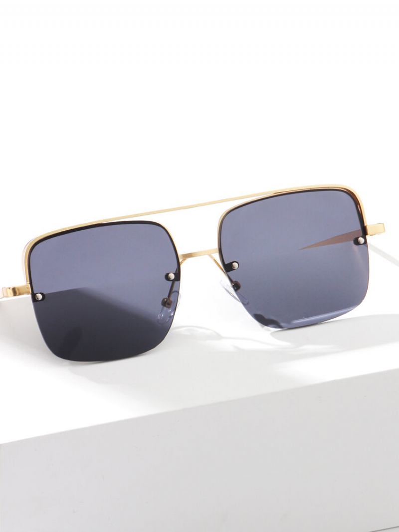 Unisex Metal Big Square Half Frame Πολύχρωμα Γυαλιά Ηλίου Anti-uv Fashion