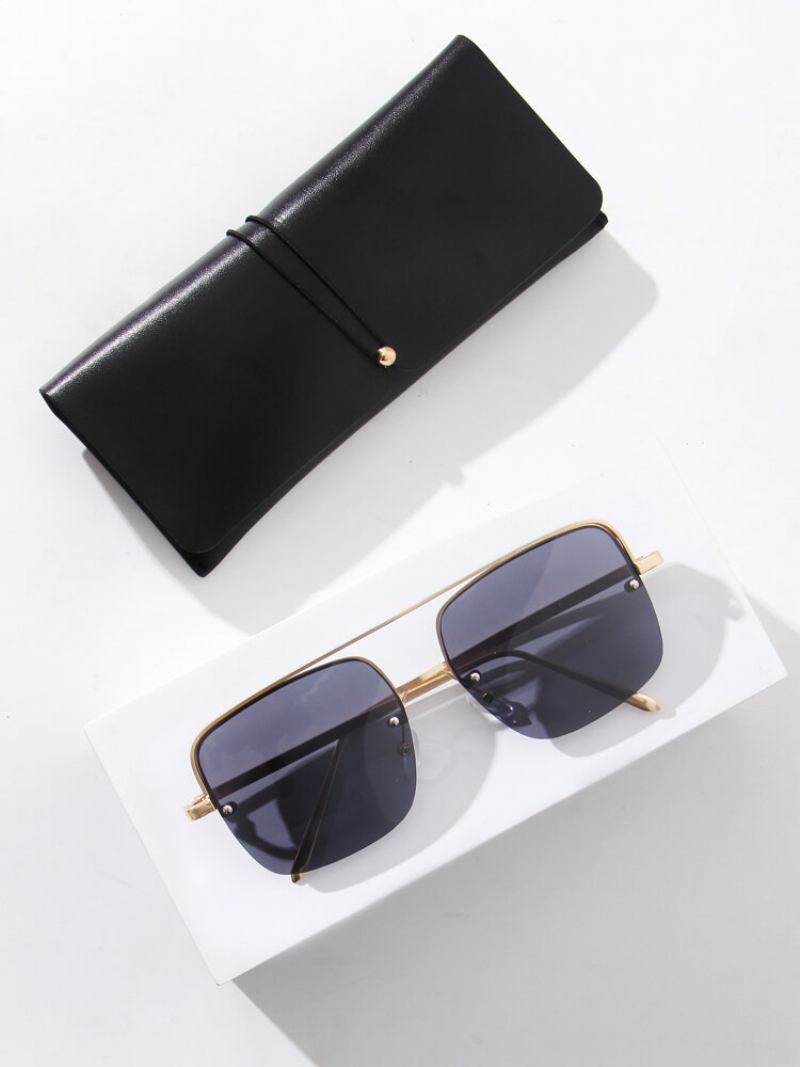 Unisex Metal Big Square Half Frame Πολύχρωμα Γυαλιά Ηλίου Anti-uv Fashion