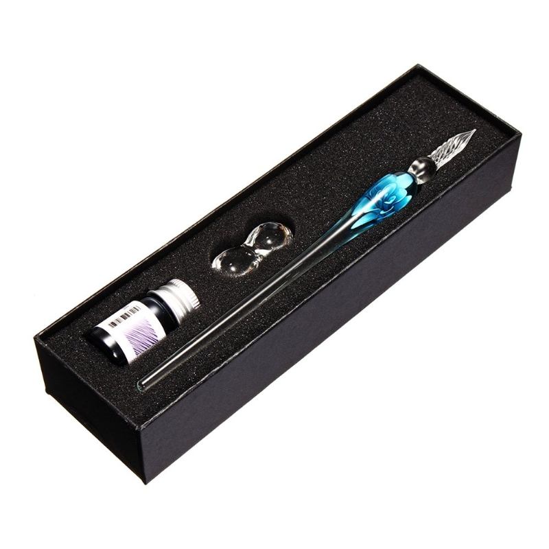 Vintage Glass Dip Ink Pen Fountain Signature Pen With Ink & Gift Box Offices Σχολική Γραφική Ύλη