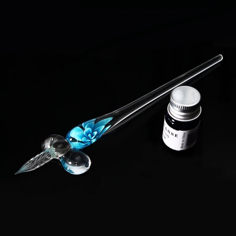 Vintage Glass Dip Ink Pen Fountain Signature Pen With Ink & Gift Box Offices Σχολική Γραφική Ύλη