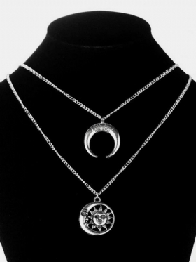 Vintage Κρεμαστό Κολιέ Sun Moon Charm Chain Πολυστρωματικό Bohemian Κοσμήματα Για Γυναίκες