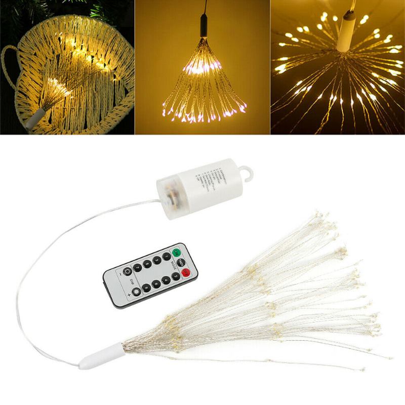 100 120 150 180 Creative Hanging Twinkle Lights Outdoor Led String Light Firework Ασύρματο Τηλεχειριστήριο 10m Dimmer Λειτουργεί Με Αδιάβροχη Μπαταρία