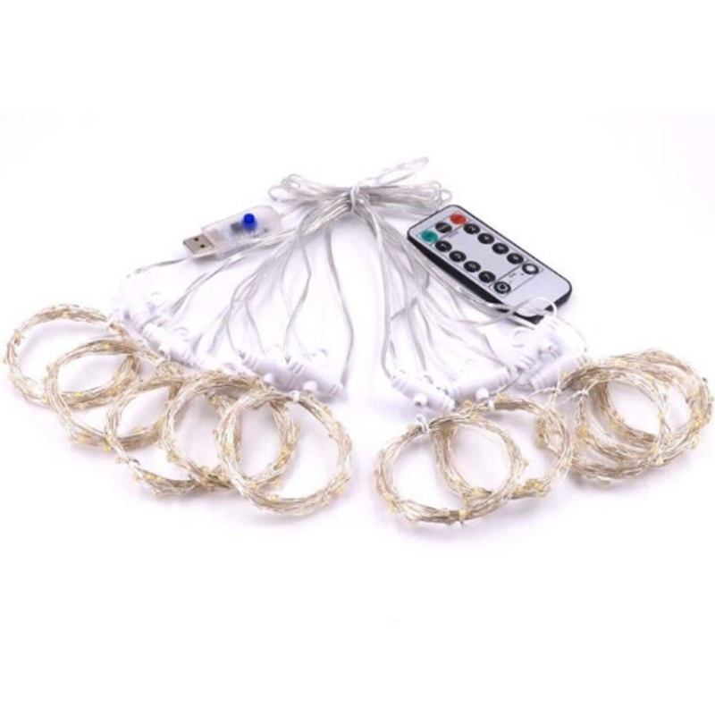 3 Pack 1m 100led Fancy Copper Wire Lights String Αδιάβροχα Φωτιστικά Κουρτίνας Usb Διακοσμητικό Δωματίου Ελέγχου Με Χριστουγεννιάτικα Λαμπάκια Γάντζο