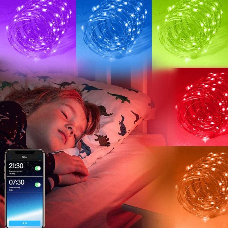 Φωτιστικό Led String Light Bluetooth Εφαρμογής Για Κινητό Τηλέφωνο Φώτα Ελέγχου Χριστουγεννιάτικη Διακόσμηση Rgb Πλήρες Έγχρωμο Φως Χάλκινου Σύρματος