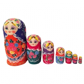 Κούκλες Matryoshka Που Φωλιάζουν Στοιβάζονται Ξύλινα Ρωσικά Παιχνίδια Με Λουλούδια Ζωγραφισμένα Στο Χέρι Αναμνηστικά Είδη Λαϊκής Τέχνης