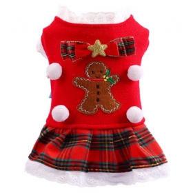 Μοτίβο Με Μελόψωμο Κόκκινο Φόρεμα Για Κατοικίδια Χριστουγεννιάτικες Διακοσμήσεις Σκυλιών Για Κουτάβι Ρούχα Teddy Bichon