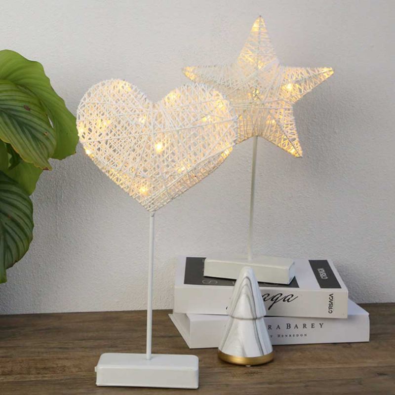 Νυχτερινό Φωτιστικό Led Star Heart Διακοσμητικό Επιτραπέζιο Δωματίου Μοντελοποίησης Χριστουγεννιάτικο Ζεστό Λευκό