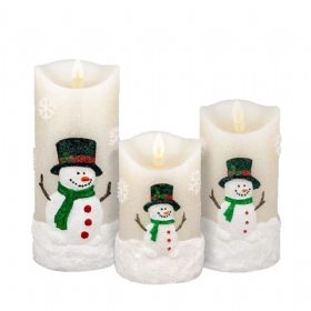 Σετ Ηλεκτρικών Κεριών 3 Τμχ Με Τηλεχειριστήριο Που Δεν Τρεμοπαίζει Φλόγα Snowman Led Φως 3 Aaa Με Μπαταρίες Χριστουγεννιάτικο Διακοσμητικό Κεριά