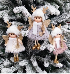 Χριστουγεννιάτικα Βελούδινα Μενταγιόν Αγγέλου Χαριτωμένα Κουκλάκια Για Κορίτσια Δώρα Για Χριστουγεννιάτικο Δέντρο