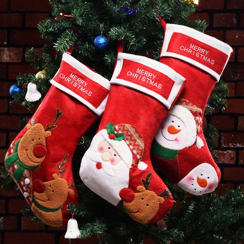 Χριστουγεννιάτικες Κάλτσες Διακοσμήσεις Χριστουγεννιάτικη Τσάντα Καραμέλας Κρεμαστό Με Γέρο Χιονάνθρωπος