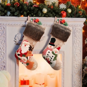 Χριστουγεννιάτικη Διακόσμηση Λούτρινο Κέντημα Γέρος Χιονάνθρωπος Χριστουγεννιάτικες Κάλτσες Παιδική Δώρο