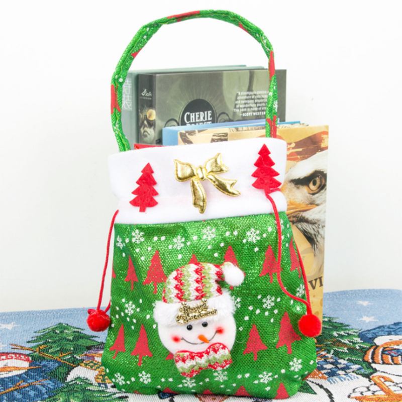 Χριστουγεννιάτικο Δώρο Santa Claus’ Candy Bag Για Velveteen Handbag Με Χρυσή Διακόσμηση Σε Τρία Σχέδια