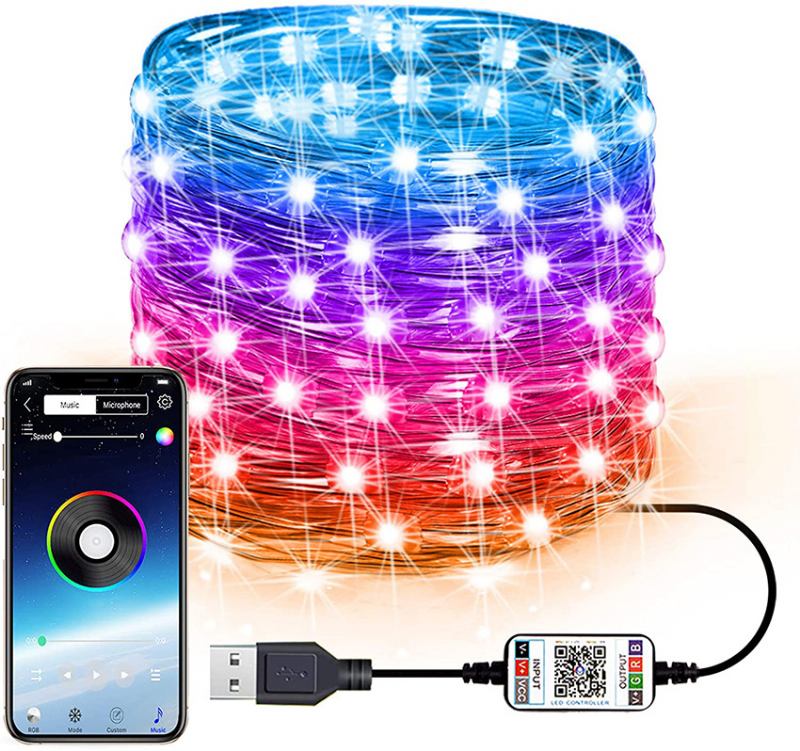 Χριστουγεννιάτικο Φωτιστικό Bluetooth Full Color String Έξυπνο Usb Rgb Light Led Διακοσμητικό Χορδών