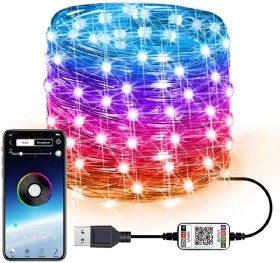 Χριστουγεννιάτικο Φωτιστικό Bluetooth Full Color String Έξυπνο Usb Rgb Light Led Διακοσμητικό Χορδών